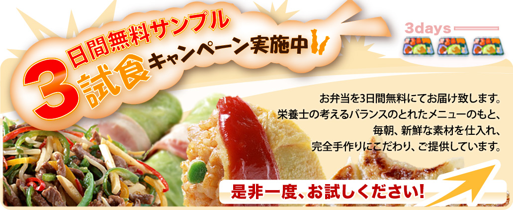 3日間無料サンプル試食キャンペーン